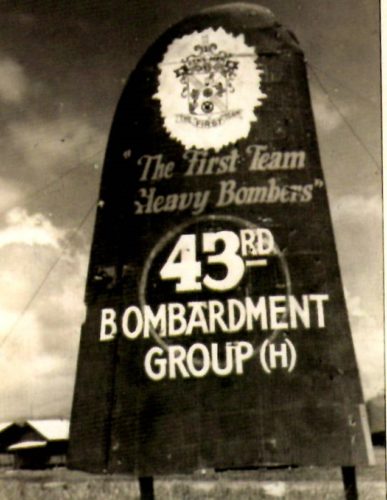 The sign for Gil Deibel's bomber group